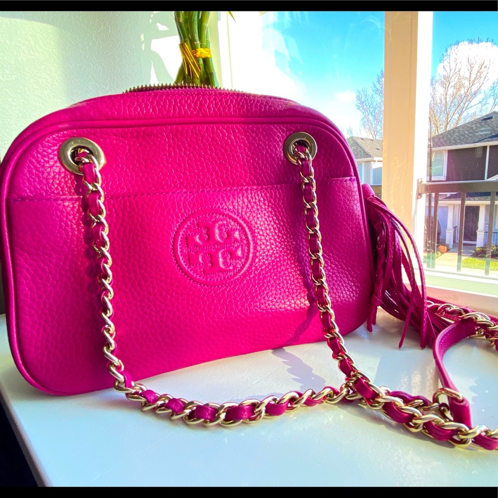 Tory Burch Hot Pink Gold Chain Cross Body Bag